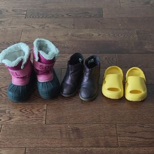 Sorel Pink and Black Winter Boots, Osh Kosh Boots, Yellow Sandals